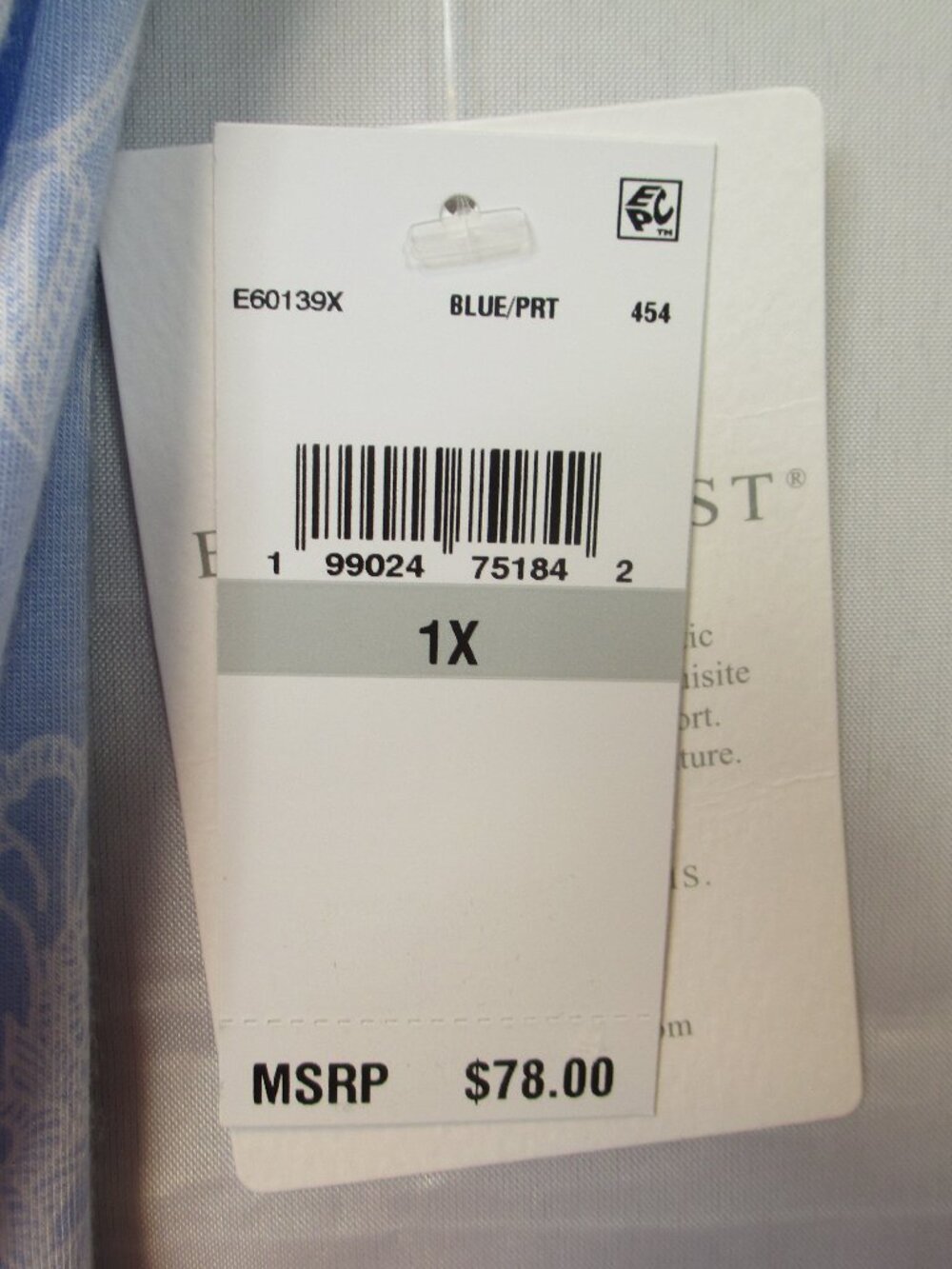 NWT $78 Eileen West Blue Floral SILKY Modal Long Waltz Nightgown Cap Sleeve 1X - Picture 8 of 9